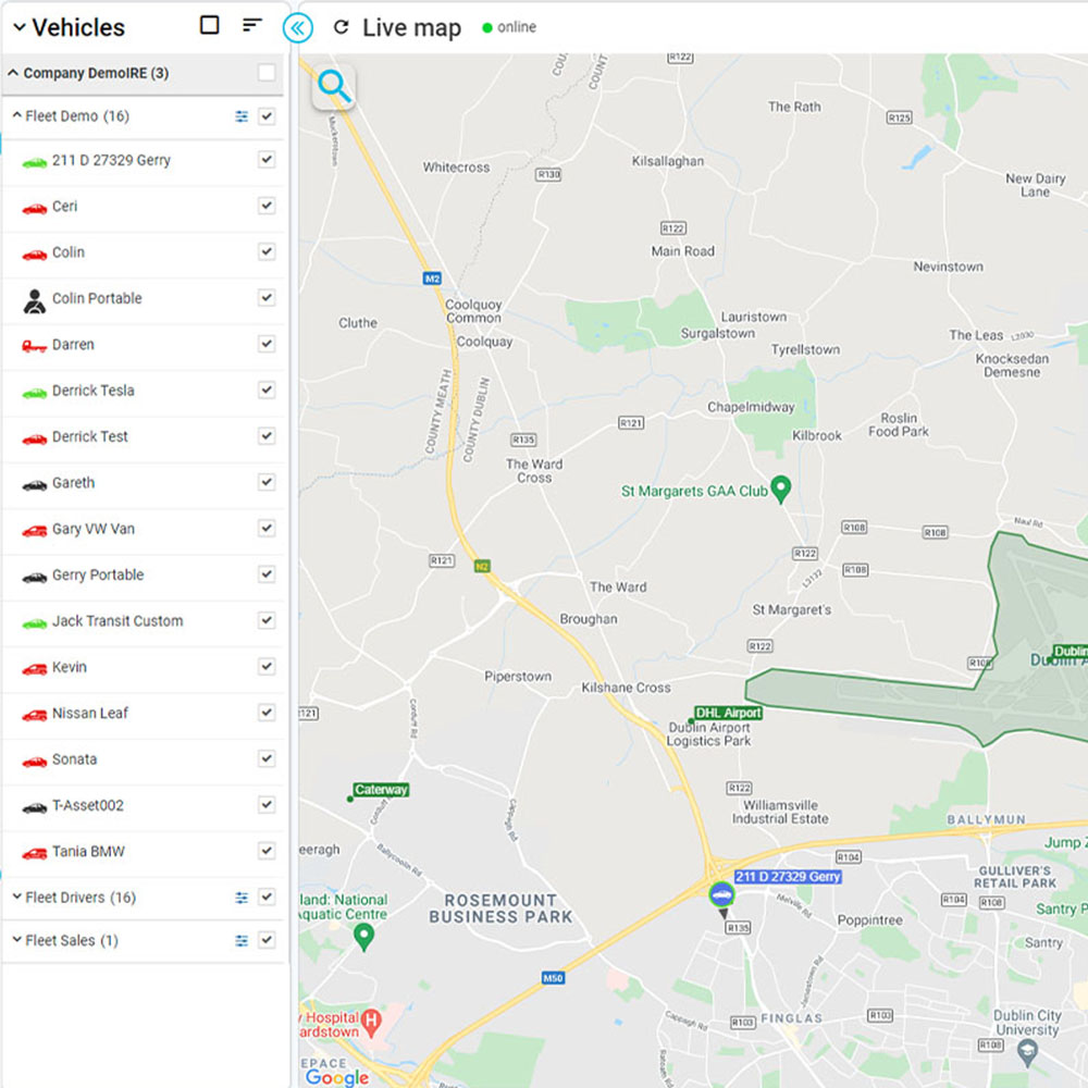 vehicle tracking solutions screenshot